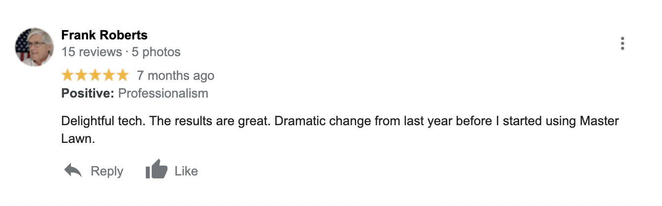 Master Lawn Google review